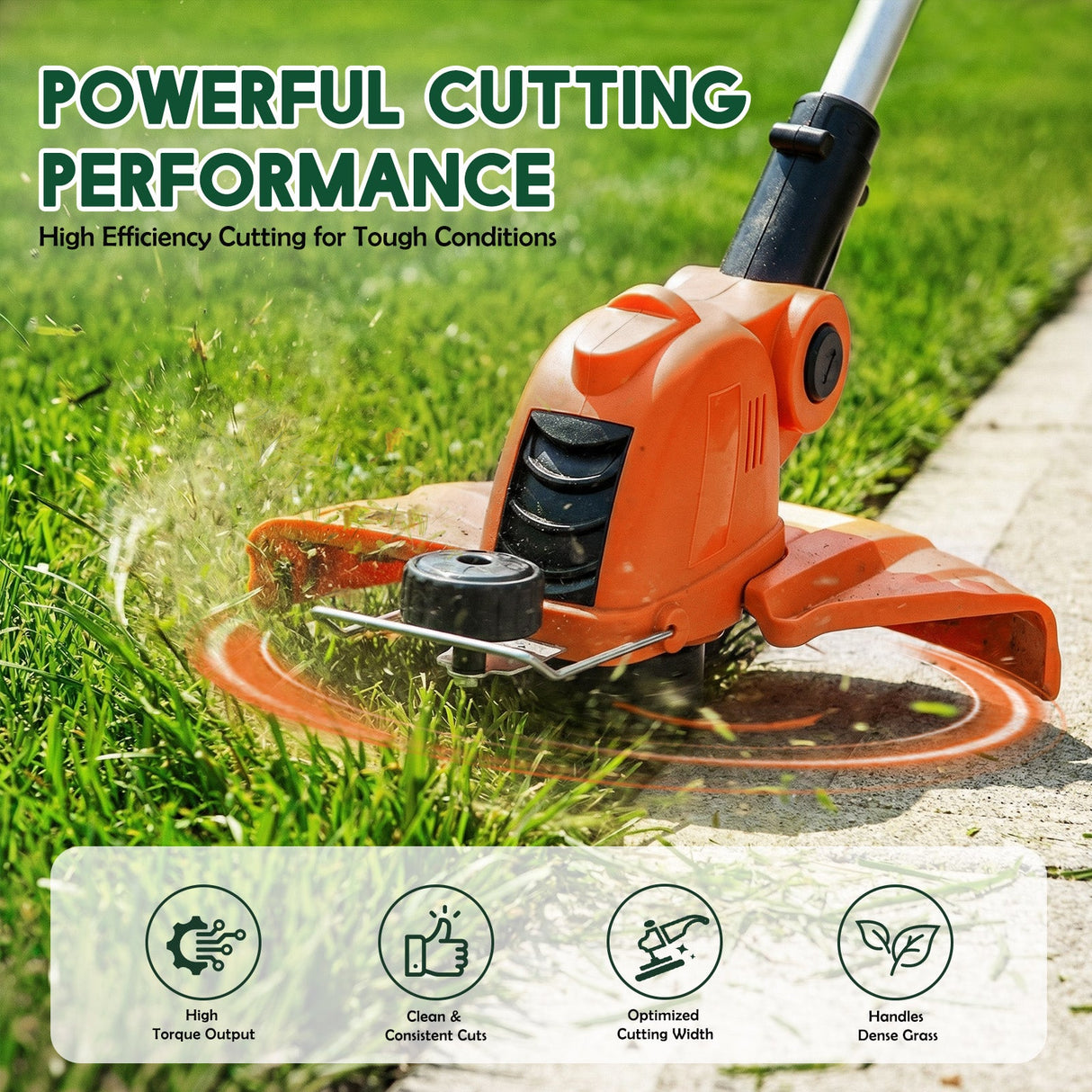 Electric Weed Eater and Edger Battery Powered Grass Cutter Lawn Tool with 12 Inch Cutting Width Two Pack 2000mAh Batteries and Charger for Small Yard