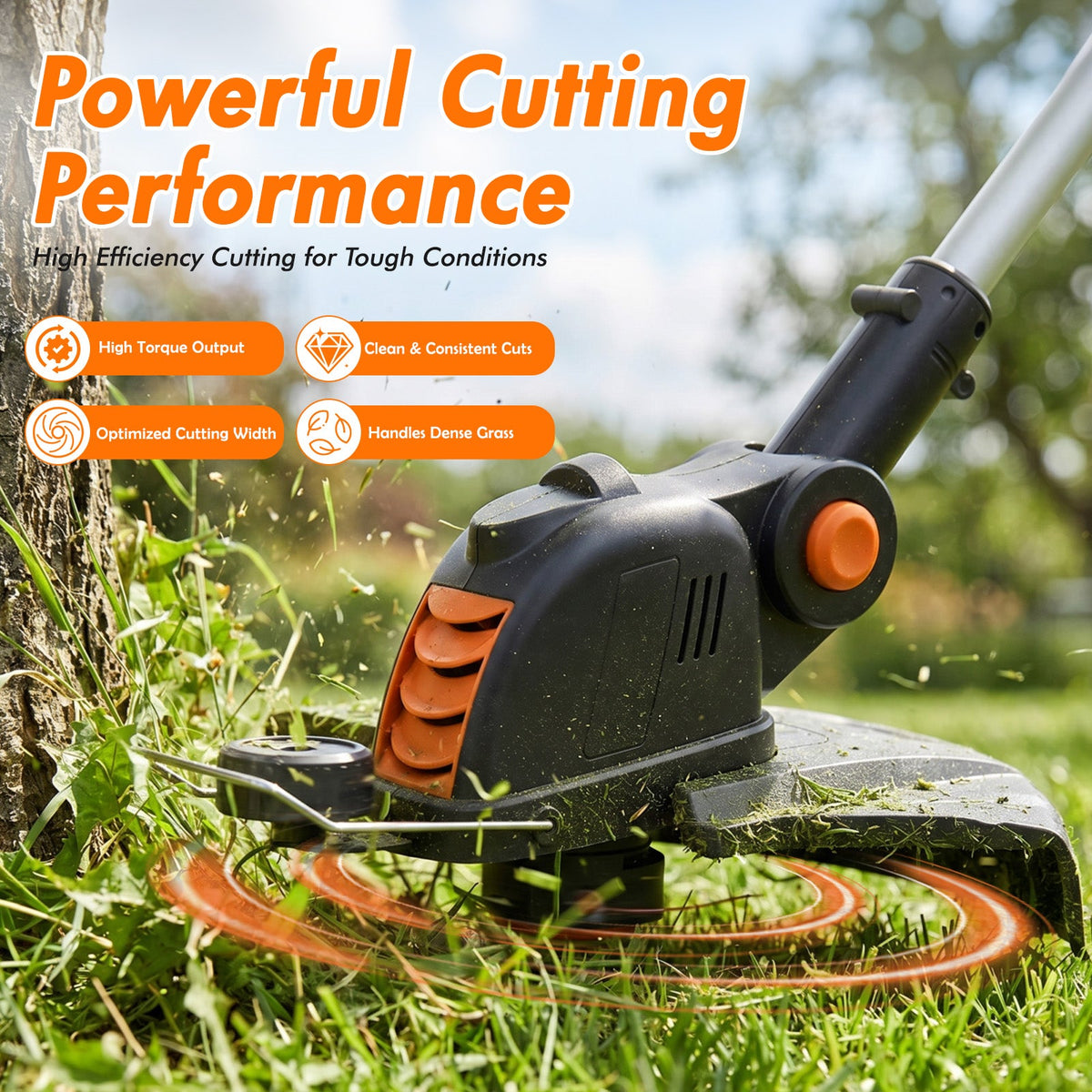 21V Cordless Weed Wacker, Battery Operated Weed Eater, Lightweight Weed Trimmer with 2 x 4.0Ah Batteries & 10 Trimmer Spool Line