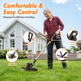 21V Cordless Weed Wacker, Battery Operated Weed Eater, Lightweight Weed Trimmer with 2 x 4.0Ah Batteries & 10 Trimmer Spool Line