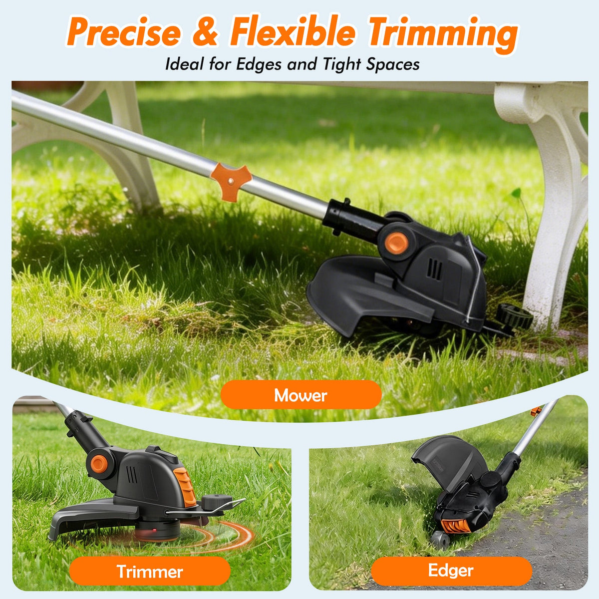 21V Cordless Weed Wacker, Battery Operated Weed Eater, Lightweight Weed Trimmer with 2 x 4.0Ah Batteries & 10 Trimmer Spool Line