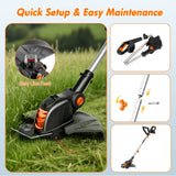 21V Cordless Weed Wacker, Battery Operated Weed Eater, Lightweight Weed Trimmer with 2 x 4.0Ah Batteries & 10 Trimmer Spool Line