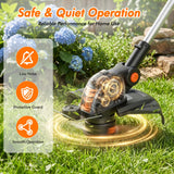 21V Cordless Weed Wacker, Battery Operated Weed Eater, Lightweight Weed Trimmer with 2 x 4.0Ah Batteries & 10 Trimmer Spool Line